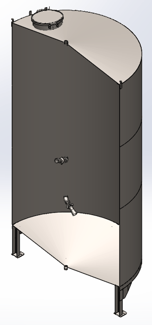 stainless steel 316L eductors on cone bottom liquid storage tank