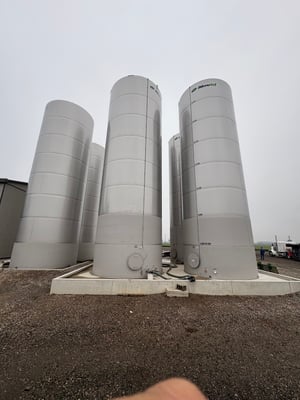 Novid 1340 stainless steel flat bottom liquid fertilizer storage tanks, Ridgetown Ontario