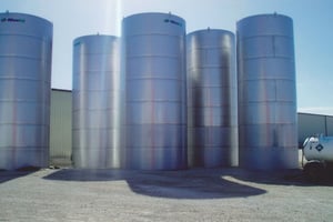 some of the first stainless steel liquid storage tanks built by novid inc.